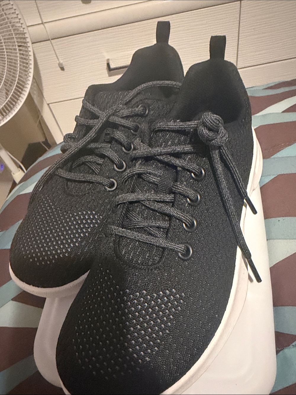 Athletic Works Black Knit Men's Sneakers with White Sole